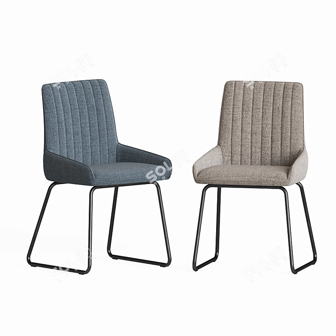 Elegant Velvet Upholstered Dining Chair 3D model image 5