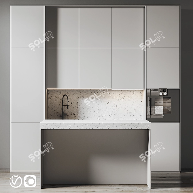 Modern Kitchen 3D Model 3D model image 1