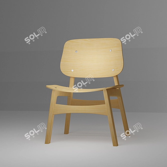 Rustic Wooden Chair 3D model image 1