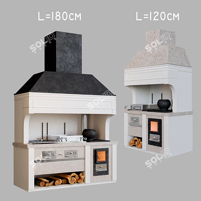 Stationary BBQ Pit - 2 Sizes 3D model image 1