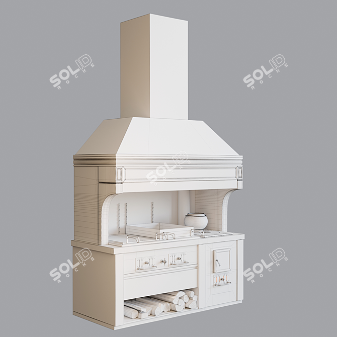 Stationary BBQ Pit - 2 Sizes 3D model image 4