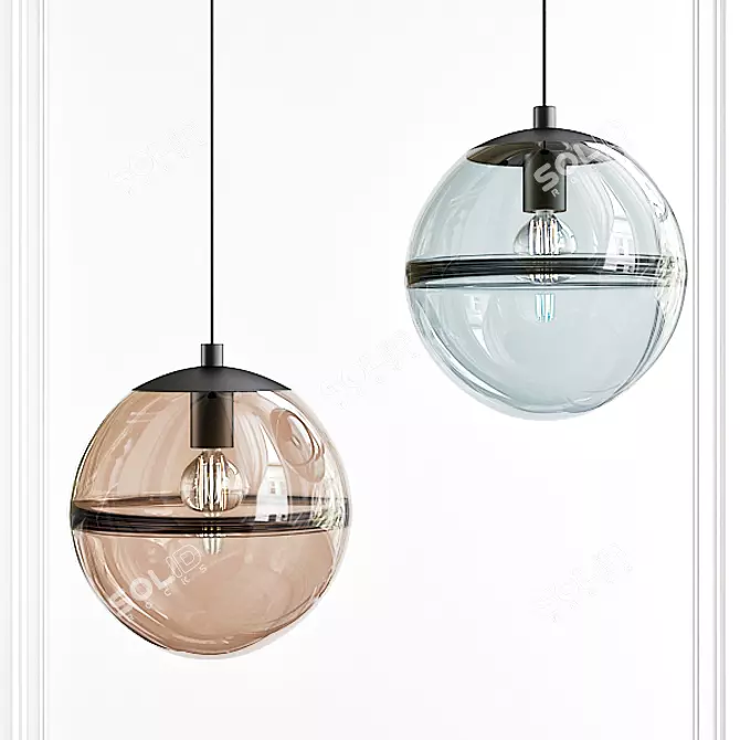 Glowing Glass Orb Light Fixture 3D model image 1