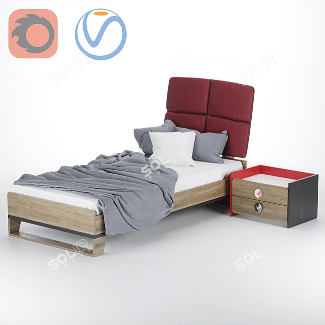Modern Childroom Furniture Set 3D model image 4