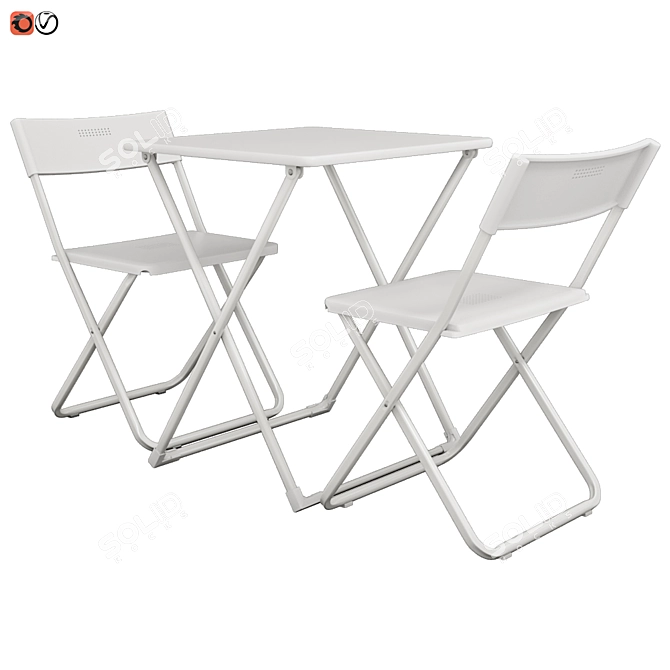 Folding White Garden Set 3D model image 1