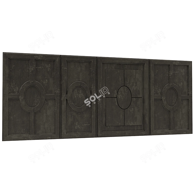 Vintage Wood Panel Bar Set 3D model image 1