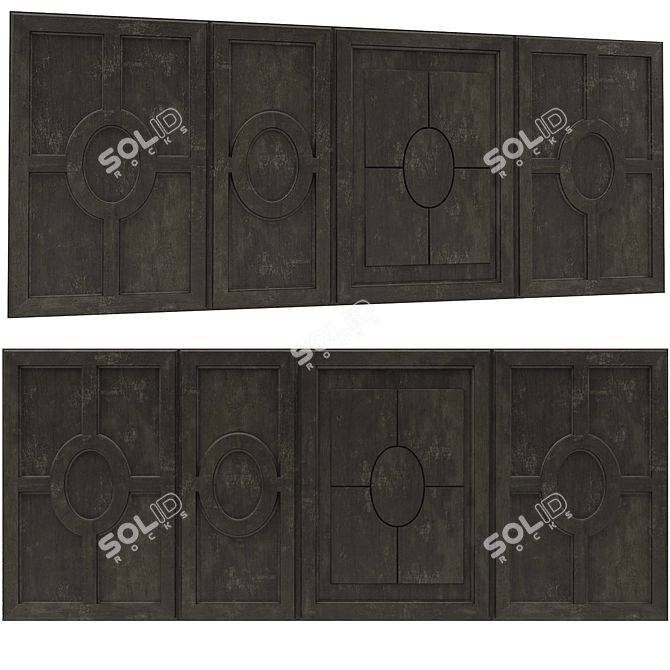 Vintage Wood Panel Bar Set 3D model image 5