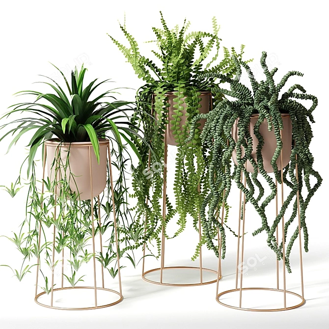 Decorative Pot Indoor Plants: Green up Your Space! 3D model image 1