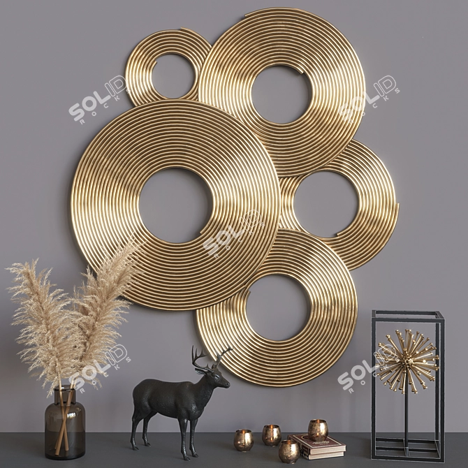 Elegant Golden Decor Set 3D model image 1