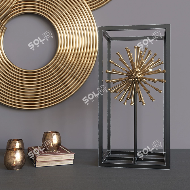 Elegant Golden Decor Set 3D model image 2