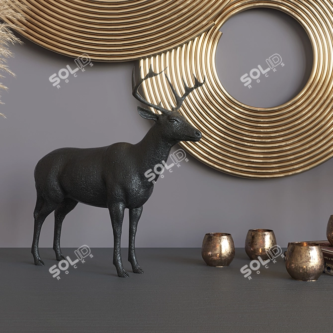 Elegant Golden Decor Set 3D model image 3