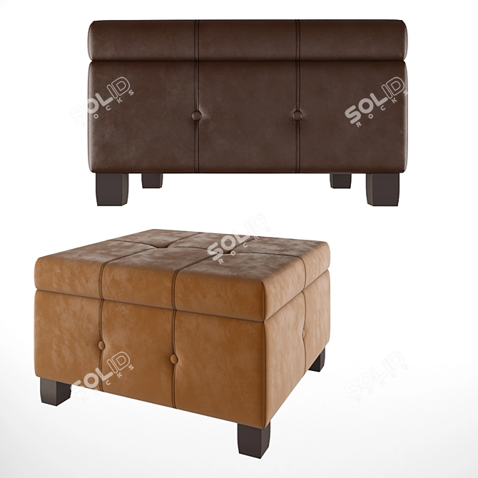 Sleek Bonded Leather Ottoman 3D model image 1