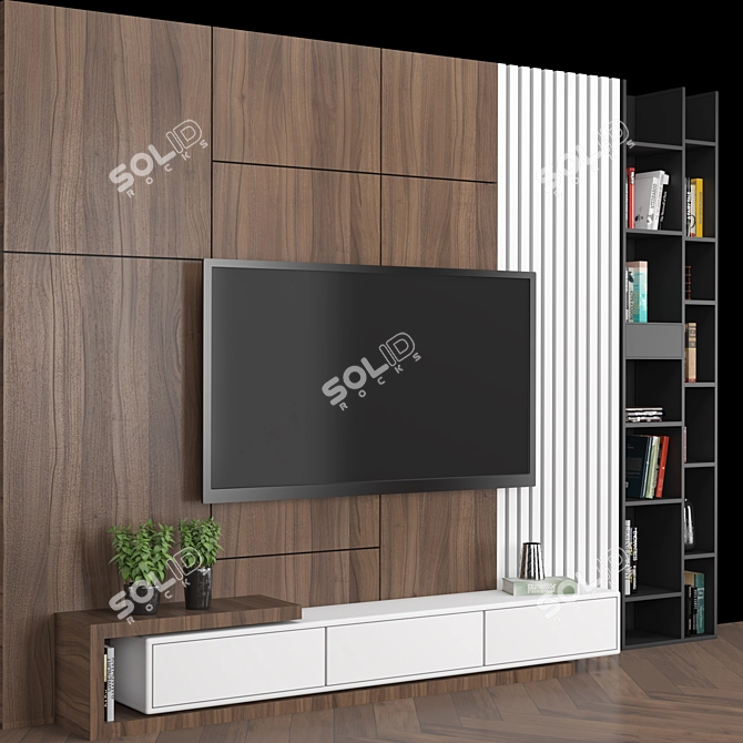 Modular TV Wall Unit 3D model image 4