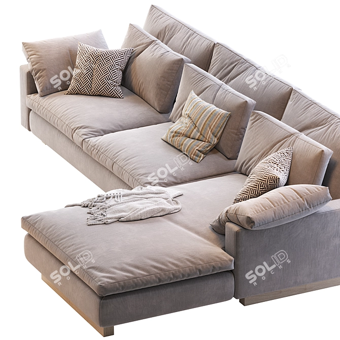 Harmony 2pc Chaise Sectional: Sleek & Spacious 3D model image 3