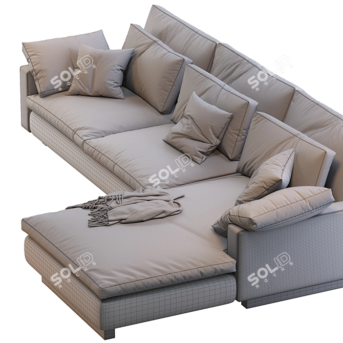 Harmony 2pc Chaise Sectional: Sleek & Spacious 3D model image 5