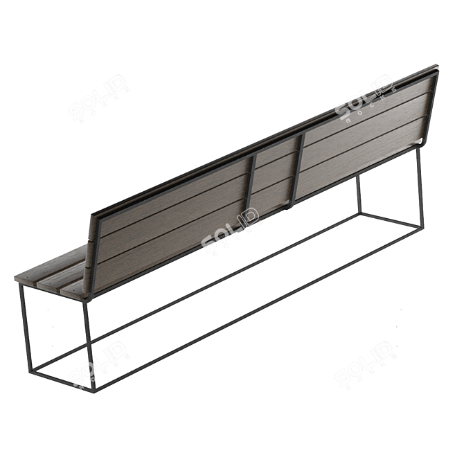 Metal and Wood Outdoor Bench 3D model image 2