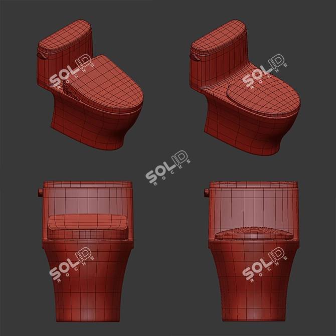 TOTO C887CE, C887E: One-Piece Tornado Toilet 3D model image 2