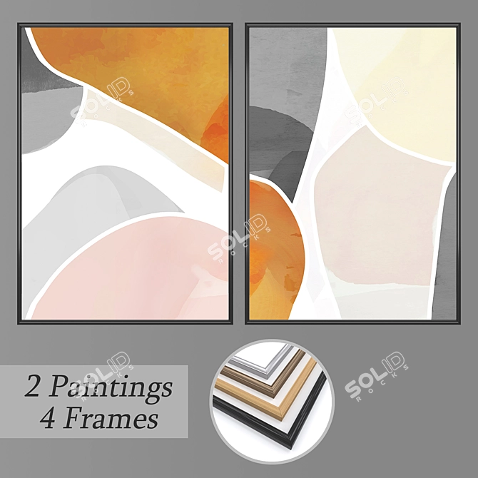 Abstract Wall Art Set with Multiple Frame Options 3D model image 1