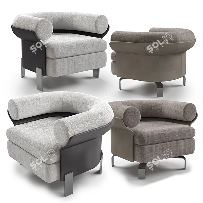 Mattia Swivel Armchair: Sophisticated Comfort for any Space 3D model image 1