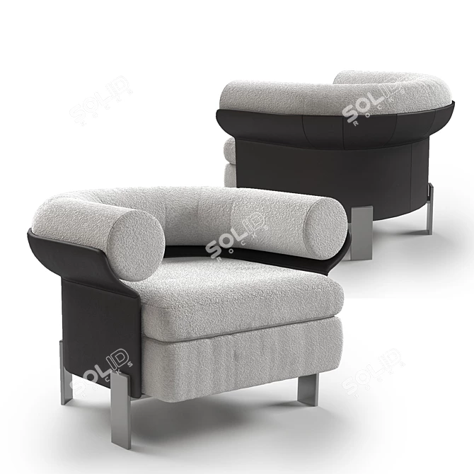 Mattia Swivel Armchair: Sophisticated Comfort for any Space 3D model image 2