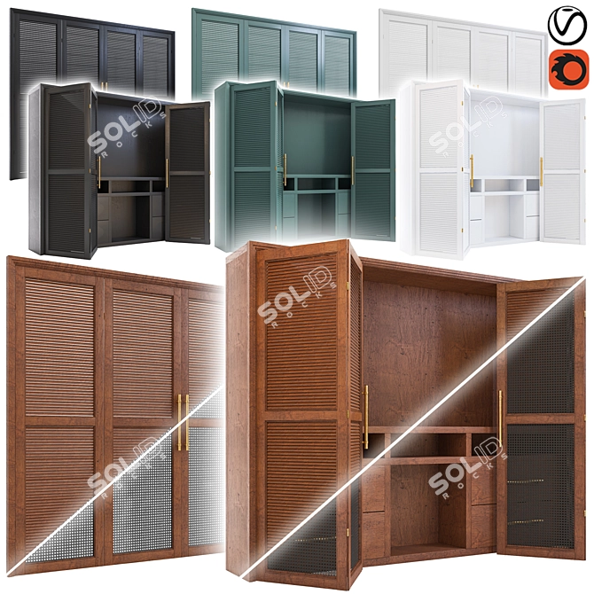 Versatile Wardrobe Set with Cover Options 3D model image 1