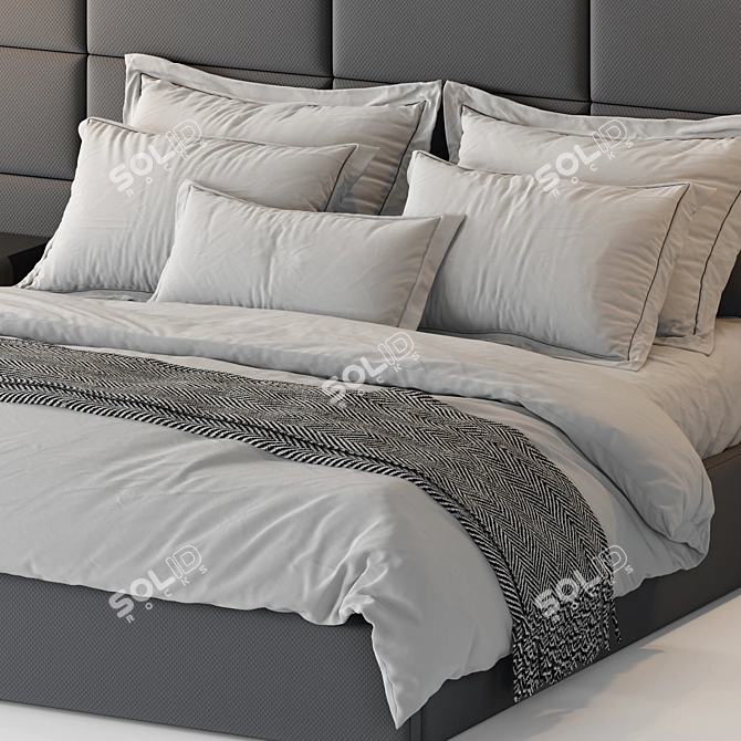 RH Modena Extended Panel Fabric Bed 3D model image 2