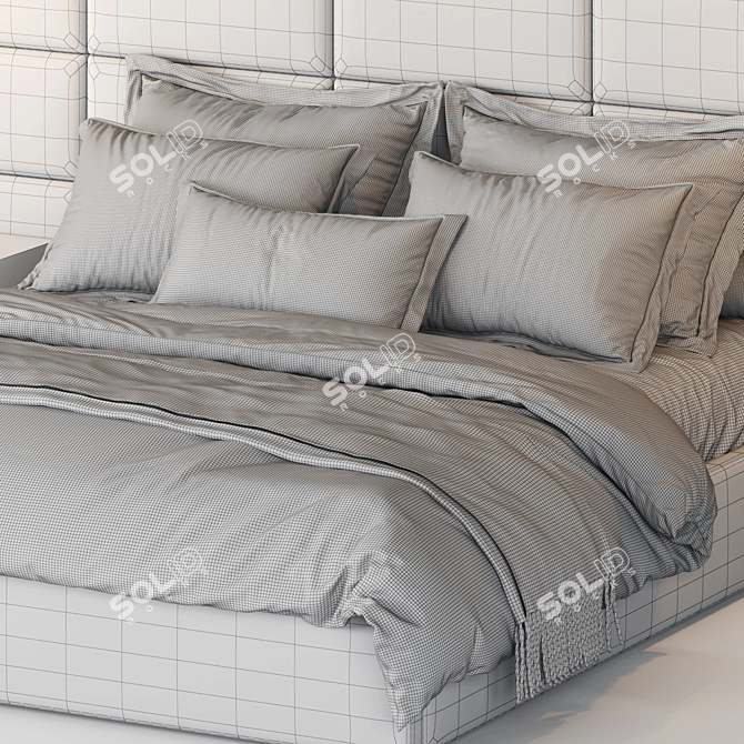 RH Modena Extended Panel Fabric Bed 3D model image 4