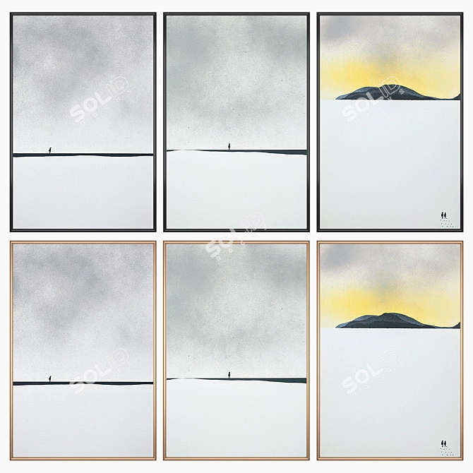 Artistry Assortment: 3 Paintings + 4 Frames 3D model image 2