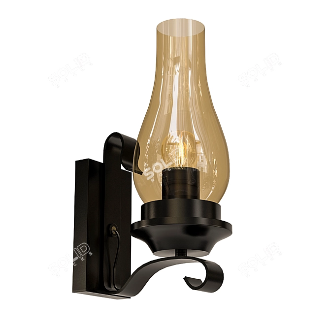 Retro Loft Black Shell Nordic Wall Sconce 3D model image 1