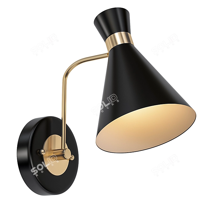 Sleek Black Cone Wall Sconce 3D model image 1