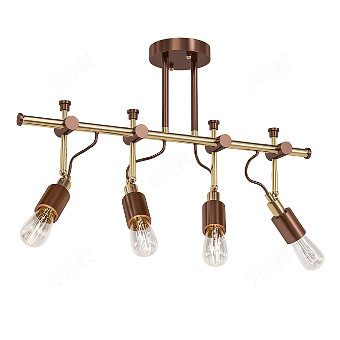 Sleek 4-Light Bronze Track Fixture 3D model image 1