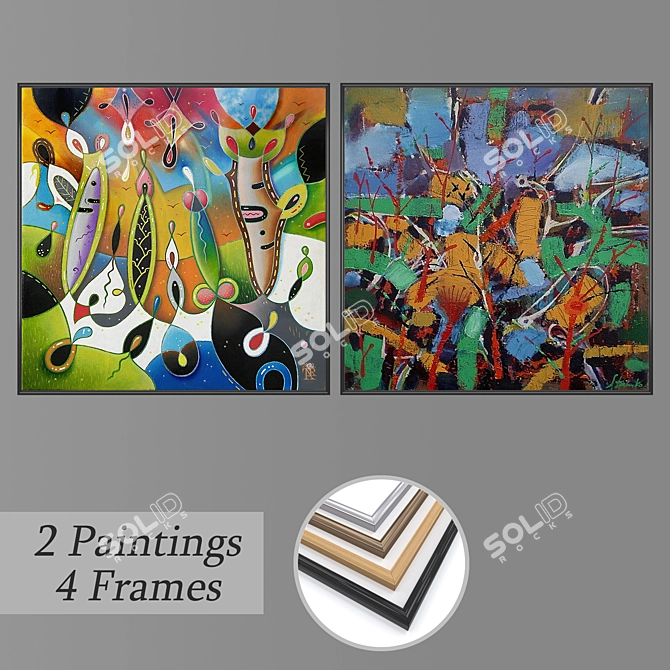 Modern Wall Art Set with Multiple Frame Options 3D model image 1