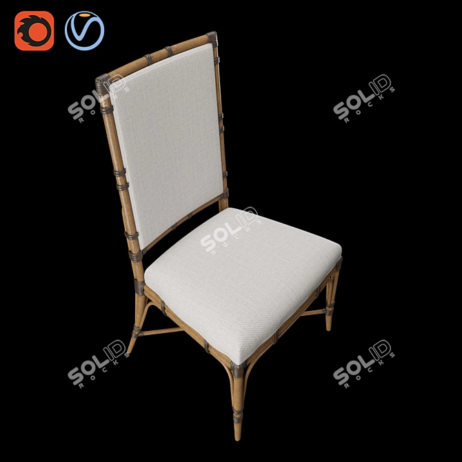 Tropical Rattan Upholstered Dining Chair 3D model image 4