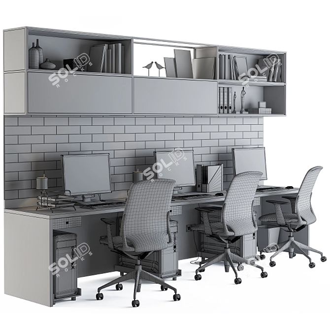 Modern Office Furniture Set 05 3D model image 4