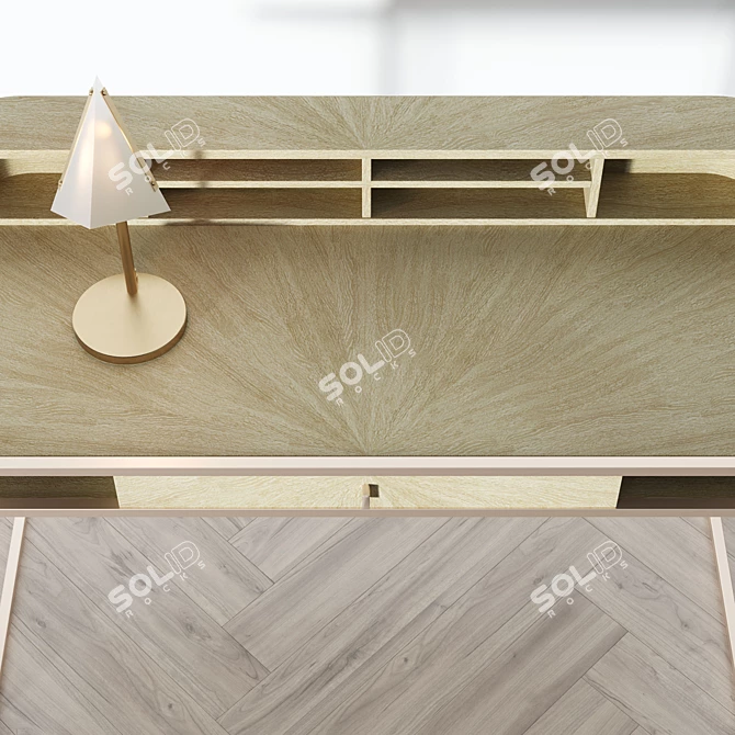 Highland Oak Desk 3D model image 2