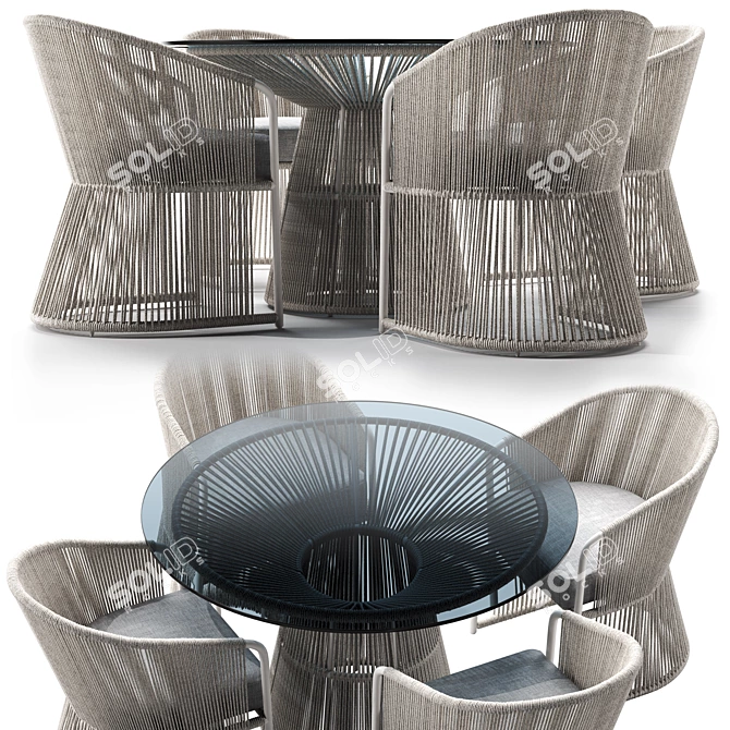 Modern Outdoor Dining Set: Tibidabo Table and Armchair 3D model image 1