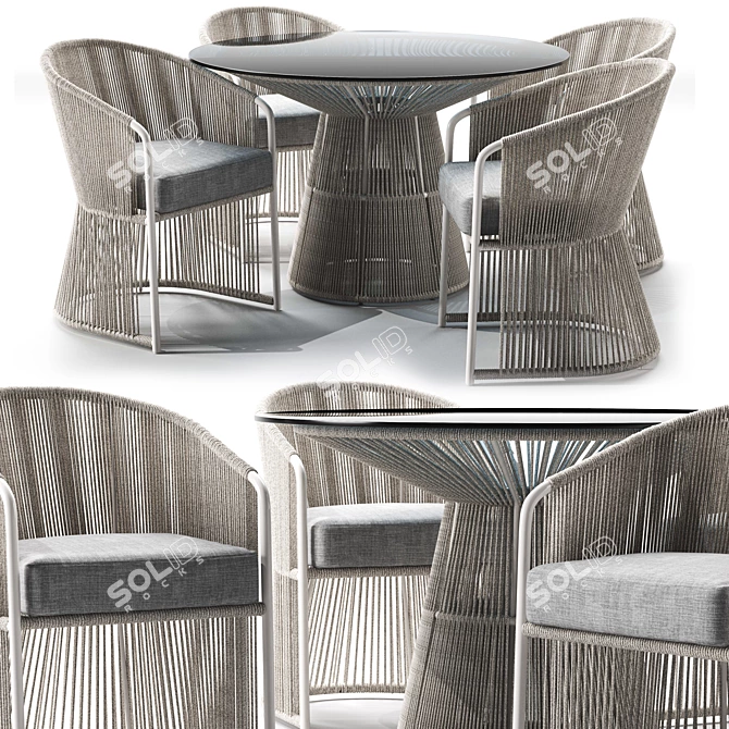 Modern Outdoor Dining Set: Tibidabo Table and Armchair 3D model image 2