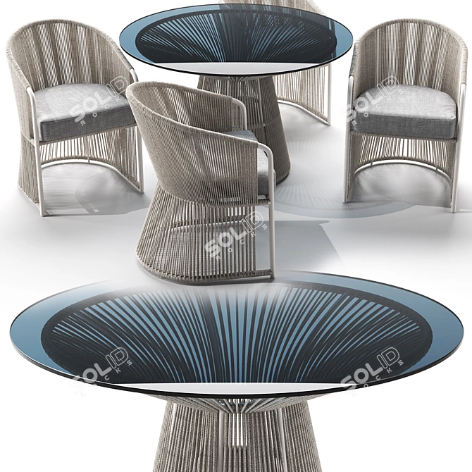 Modern Outdoor Dining Set: Tibidabo Table and Armchair 3D model image 4