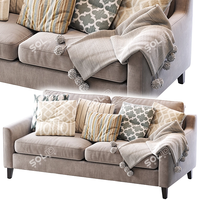 Elegant Beverly Sofa - 80" Wide, Upholstered 3D model image 1