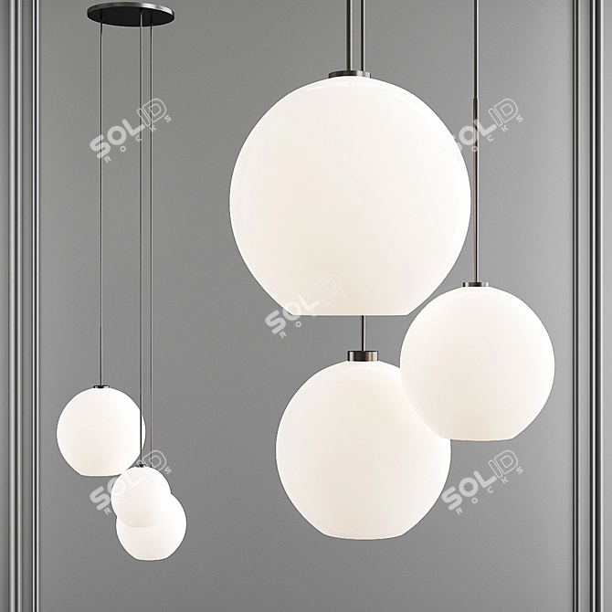 Modern Milk Glass Chandelier 3D model image 1