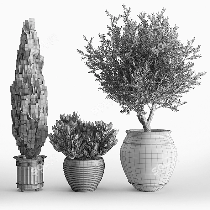 Rustic Prescott Planter Set 3D model image 5