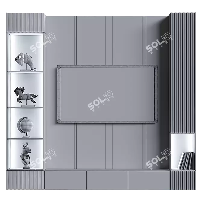 Modern TV Wall Unit Design 3D model image 4