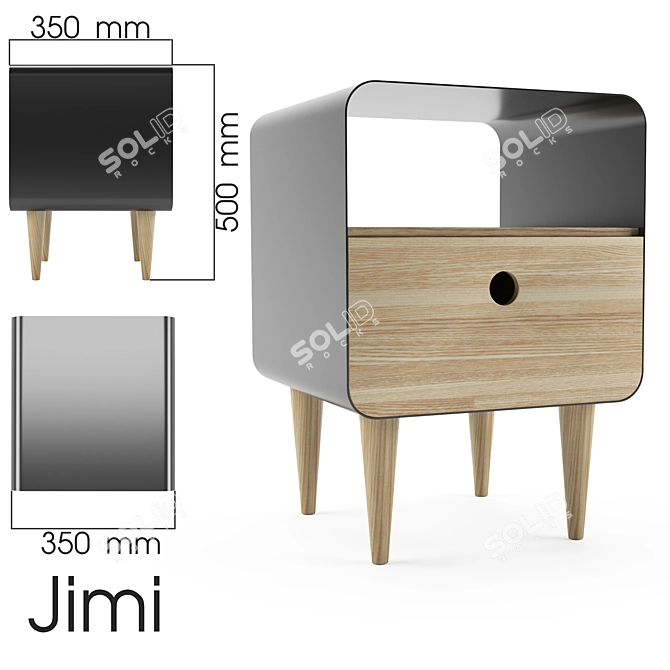 Jimi Wood Metal Cabinet - Stylish Storage Solution 3D model image 1