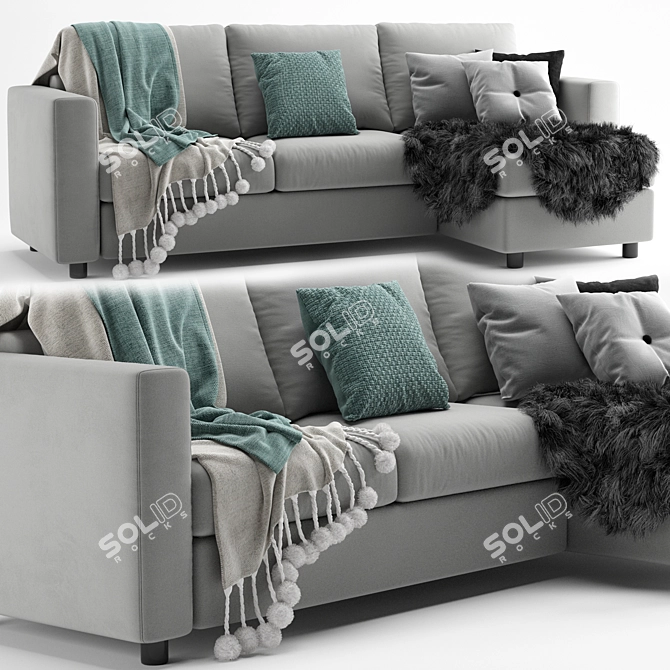 Modern Finned Sofa: Contemporary Design, Comfort & Style 3D model image 1