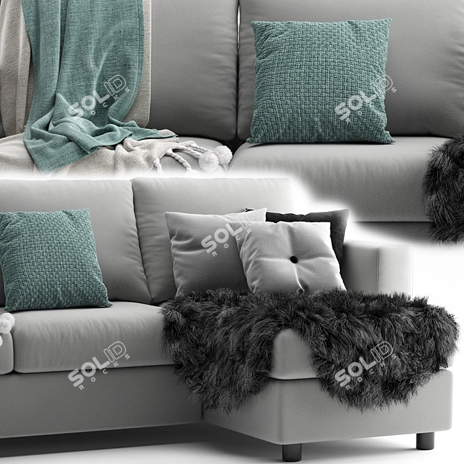 Modern Finned Sofa: Contemporary Design, Comfort & Style 3D model image 2