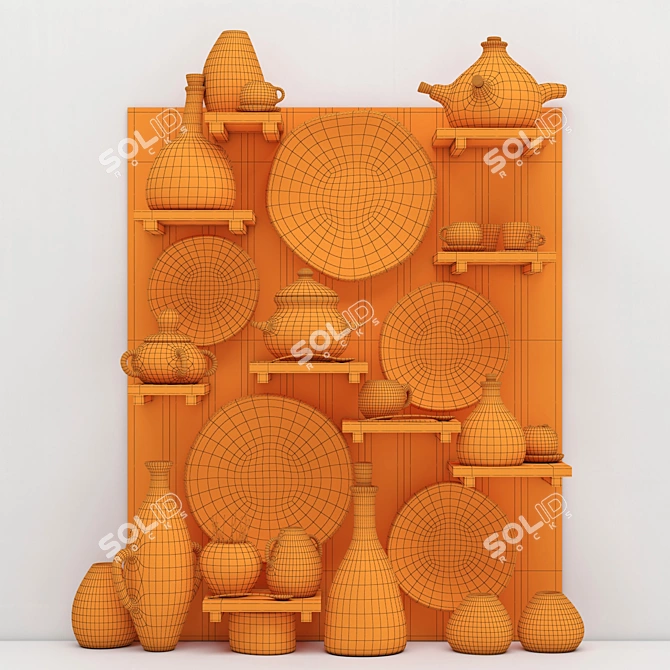 Sleek Clay Dish Rack: Organize and Display 3D model image 5