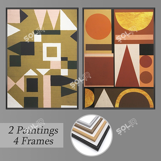 Modern Wall Art Set - No. 1672 3D model image 1