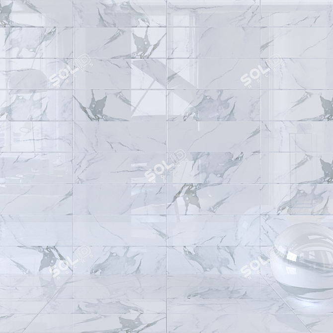 Luxury Marble Wall Tiles: Borghini Bianco Set 3D model image 1