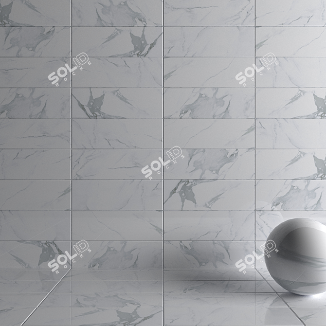 Luxury Marble Wall Tiles: Borghini Bianco Set 3D model image 3