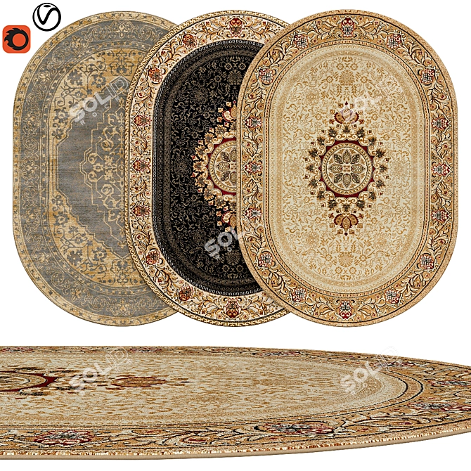 Quality Texture Oval Rugs 3D model image 1