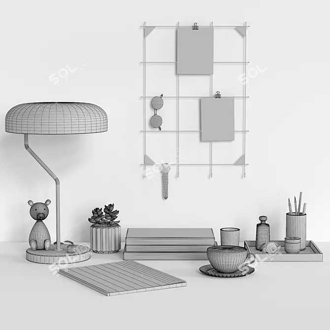 Desk Dream Set | Delicate Workspace Decor 3D model image 3